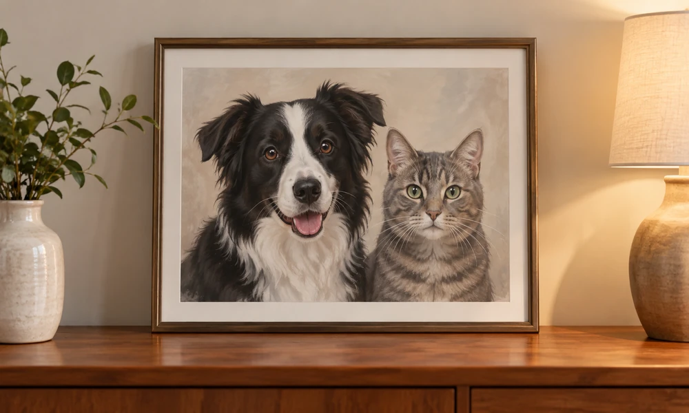 Designing a Two Pet Portrait With Room for Both Personalities
